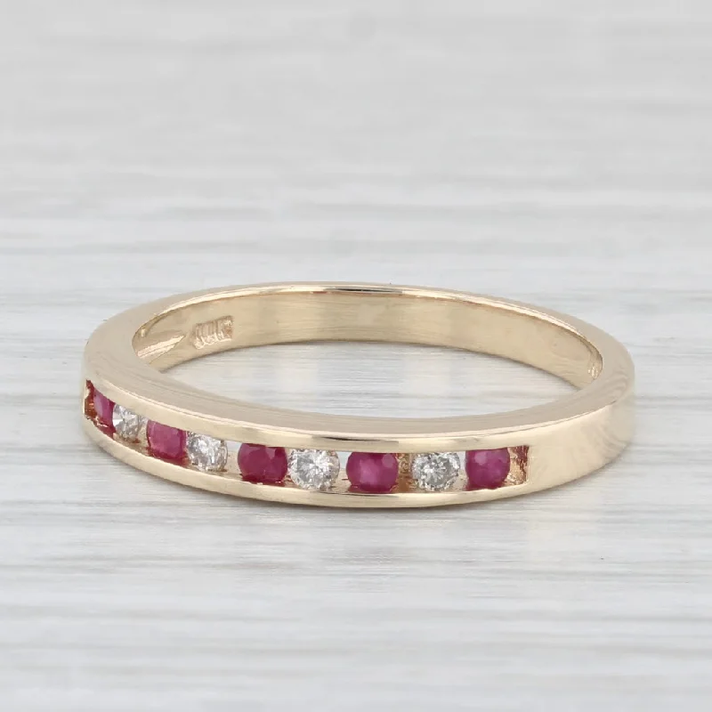 women’s statement engagement rings-0.25ctw Ruby Diamond Ring 10k Yellow Gold Size 6.75 Stackable Wedding Band