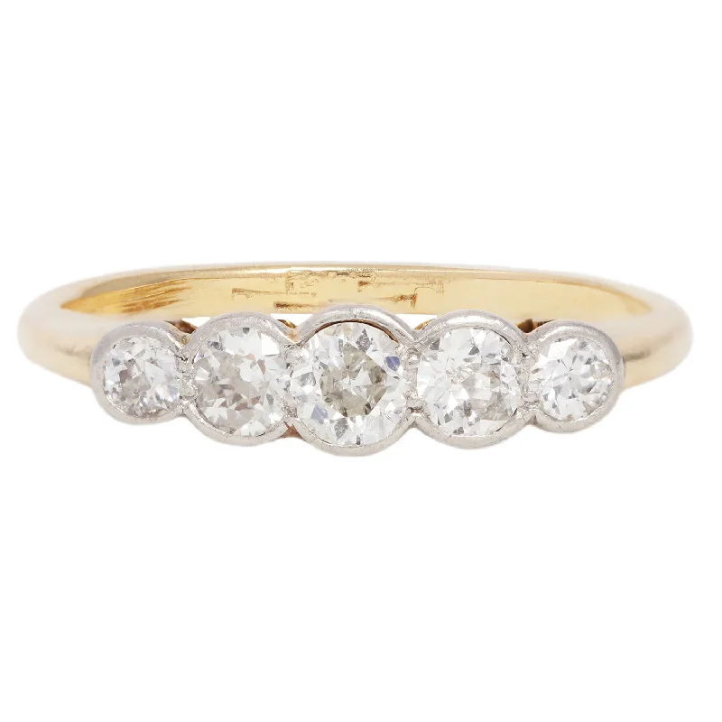 women’s channel set engagement rings-Vintage Quintet Diamond Ring