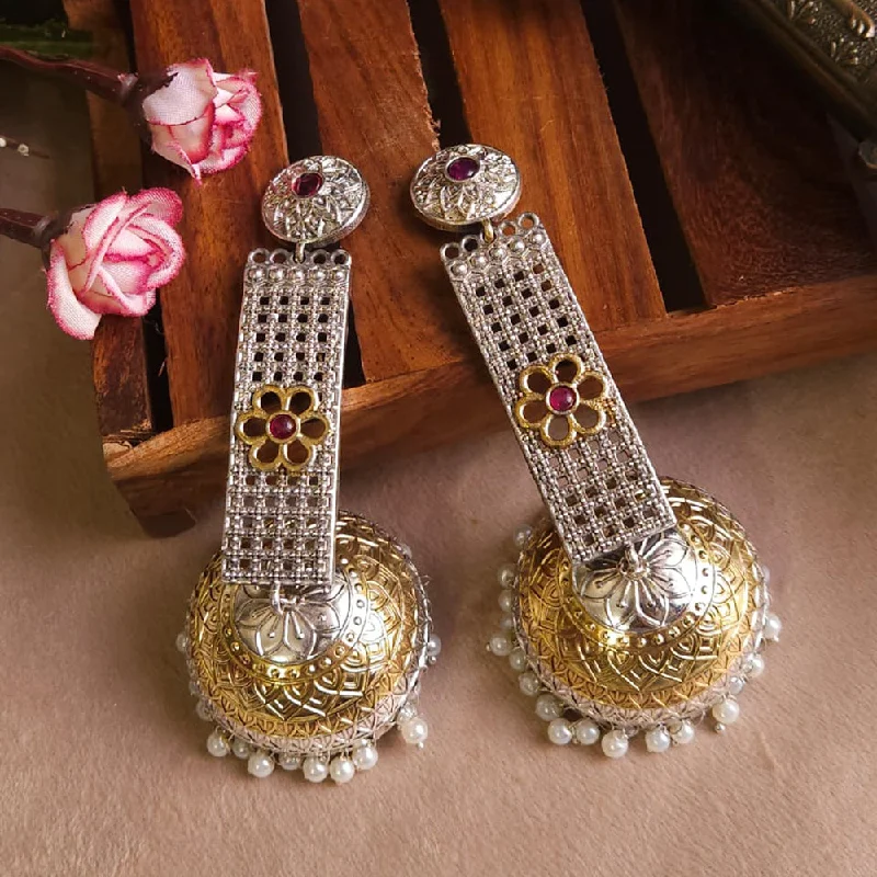 women’s gold earrings-FS Collection Gold Plated Jhumki Earrings