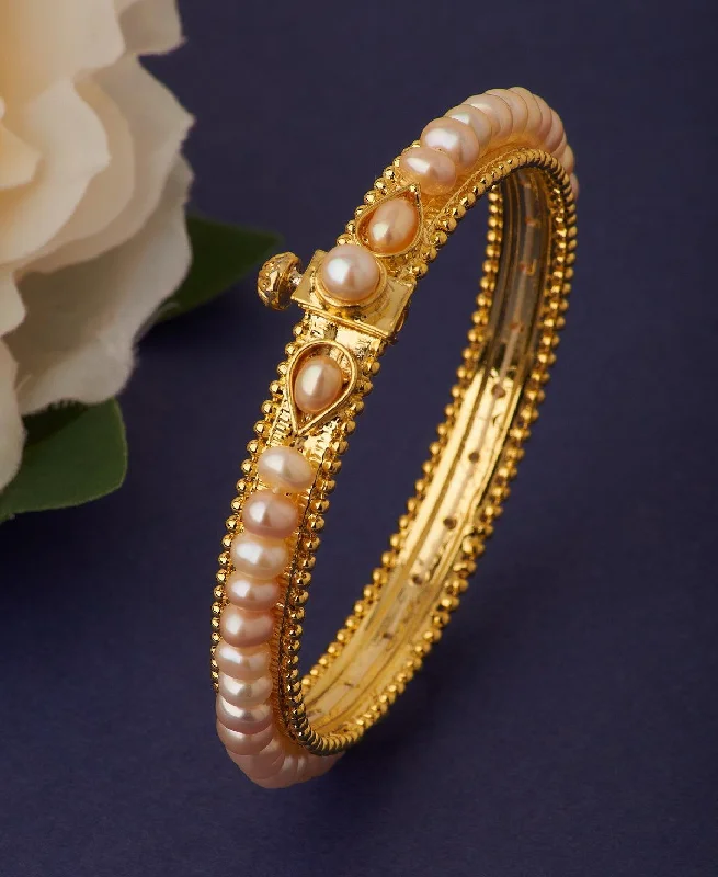 women’s elegant cuff bracelets-Beautiful and Classy Pearl Bangle