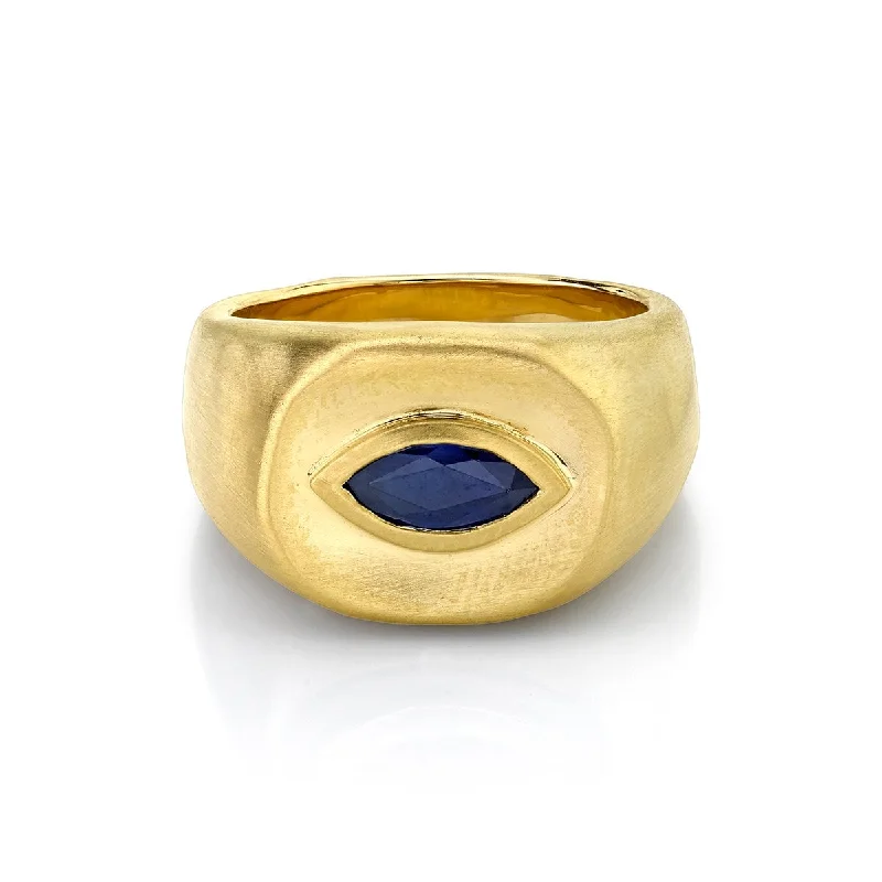 women’s pinky rings-Men's Marquise Sapphire Eye Ring