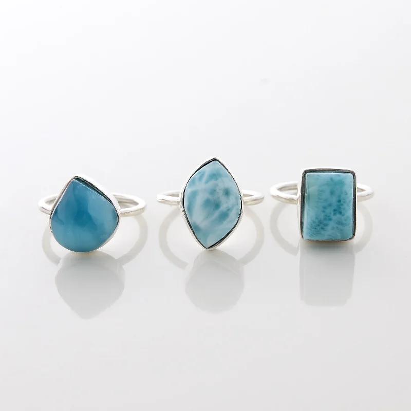 women’s ring with diamonds-Larimar Ring Trio Talise