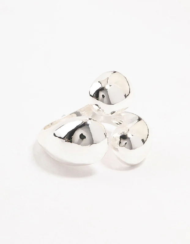 women’s flower rings-Silver Plated Bubbly Wrapped Ring