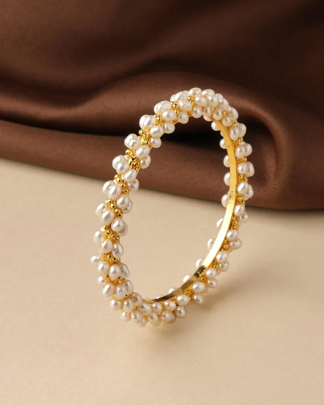 women’s tennis bracelets-Elegant Real Pearl Bangle B01560