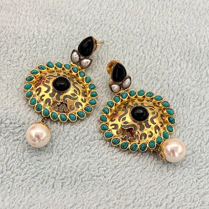 women’s chic earrings-Jewel Addiction Gold Plated Kundan Stone Dangler Earrings