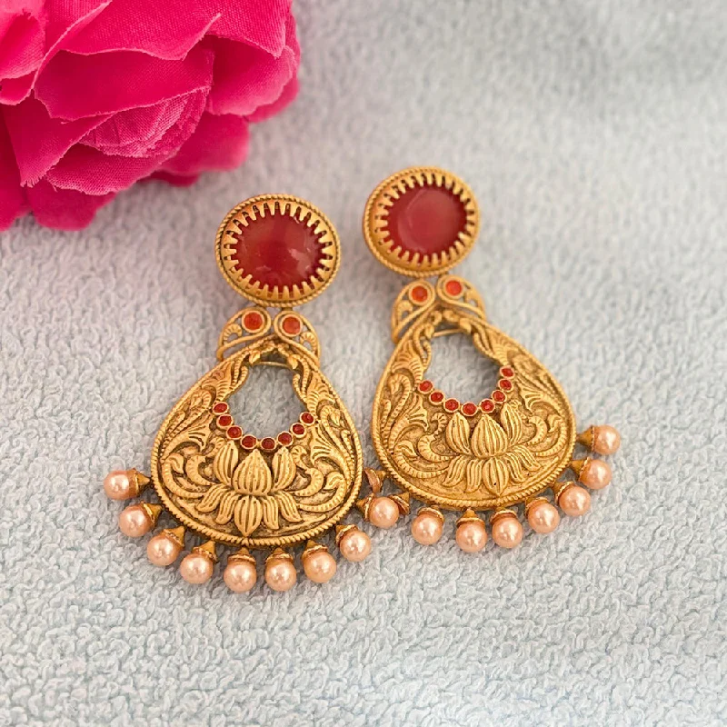 women’s big earrings-Jewel Addiction Gold Plated Pota Stone And Pearls Dangler Earrings