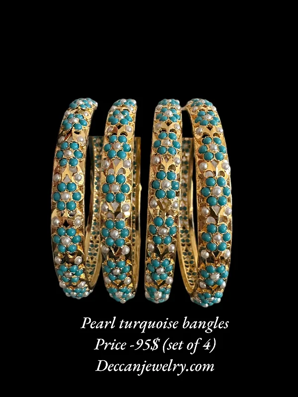 women’s casual bracelets-B194 Amira turquoise and pearl bangles ( READY TO SHIP )