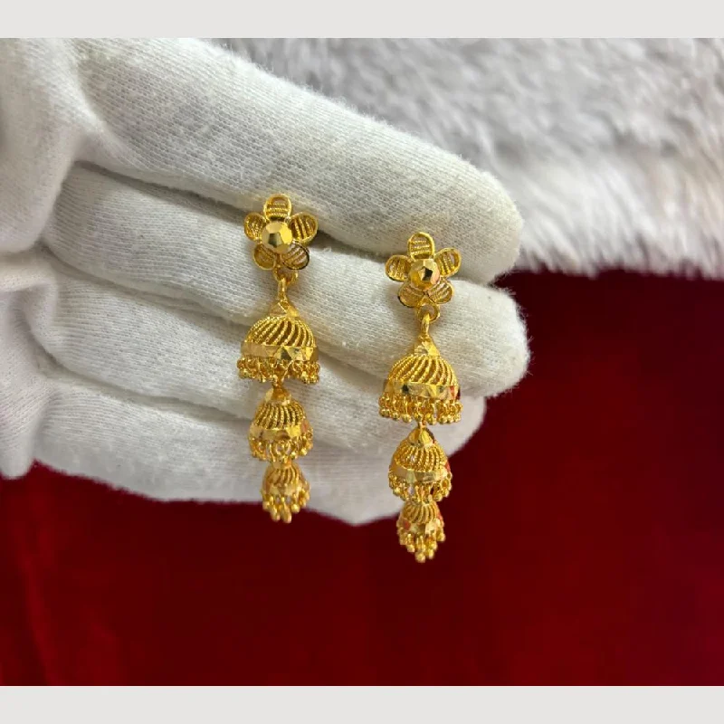 women’s cubic zirconia earrings-Pari Art Jewellery Gold Forming Jhumki Earrings