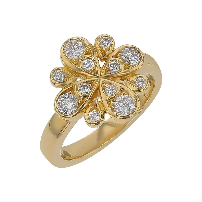 women’s vintage-style engagement rings-Scallop Jubilee Diamond Ring in 18K Yellow Gold