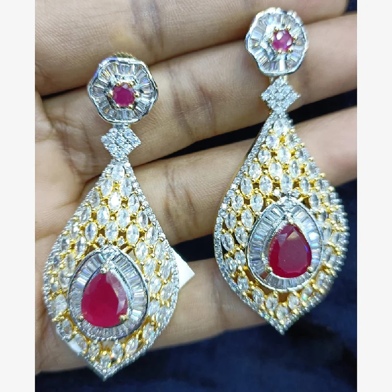 women’s luxurious earrings-Jain Jewellers Gold Plated Ad Stone Dangler Earrings