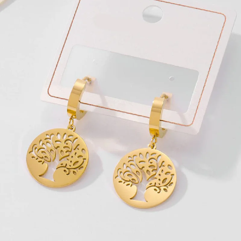 women’s crescent moon earrings-Tarohi Jewels  Gold Plated  Dangler Earrings