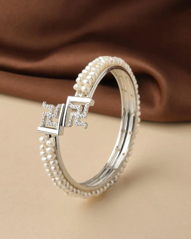 women’s luxury bracelets-Swastik Real Pearl Bangle B01823