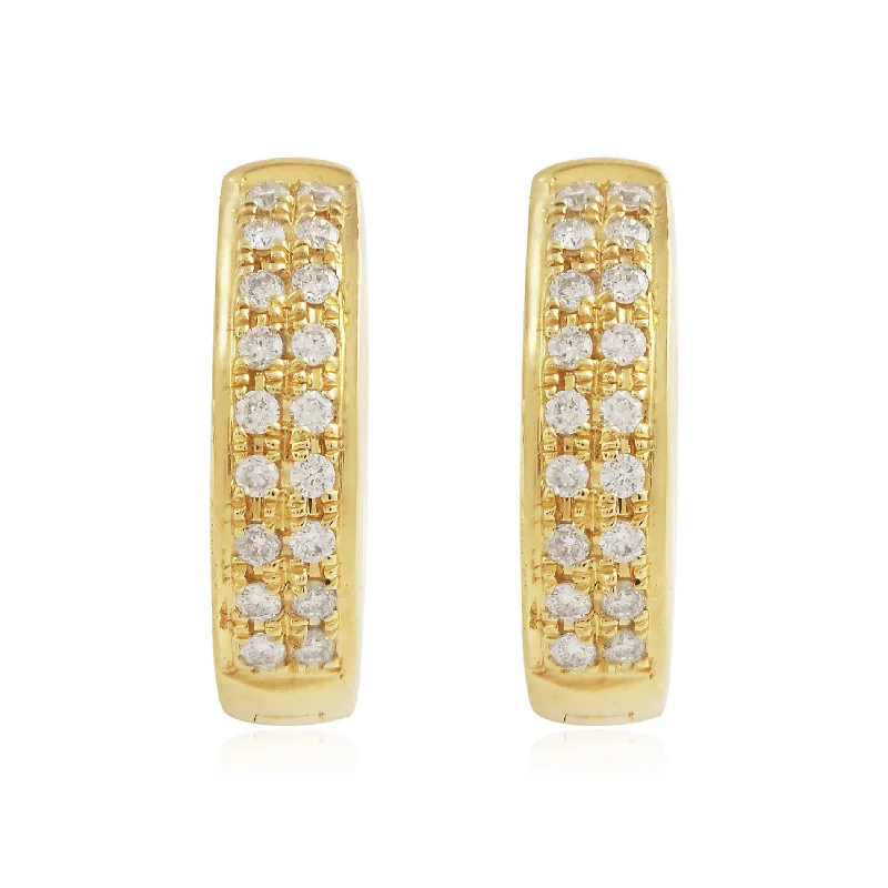 women’s silver earrings-18k Yellow Gold .15ct Diamond Hoop Earrings