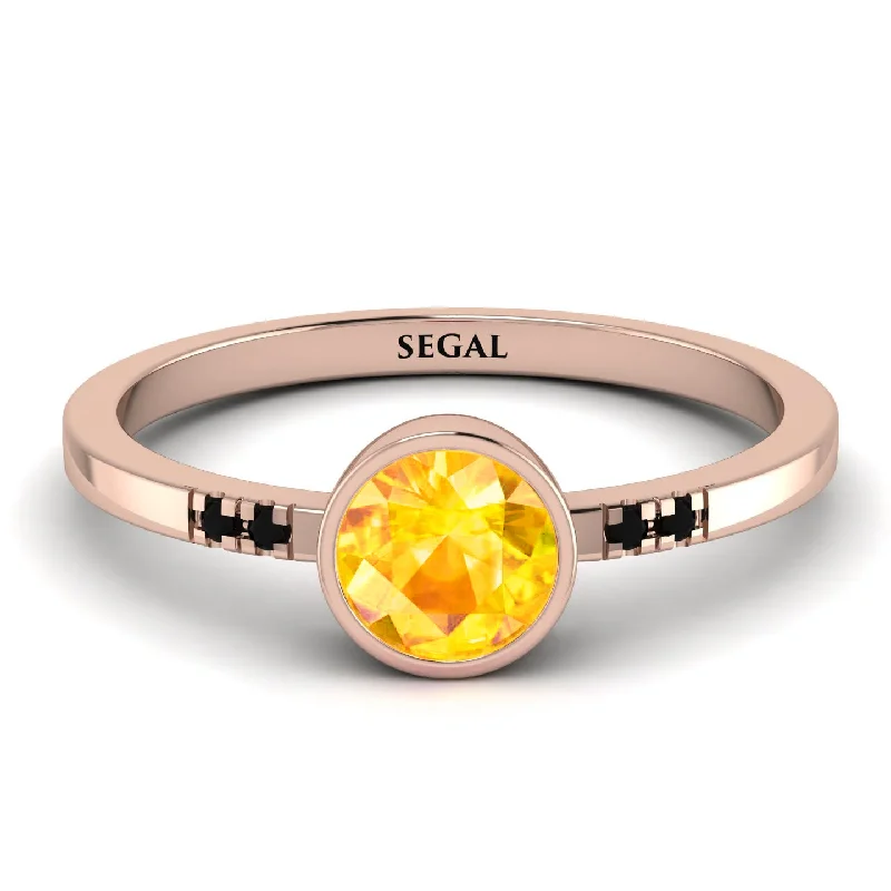 women’s colored gemstone engagement rings-Bezel Minimalist Yellow Diamond Ring - Kinsley No. 1005