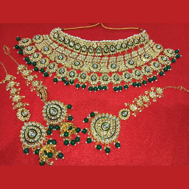 women’s love heart necklaces-Neetu Art Gold Plated Kundan Stone Choker Necklace Set