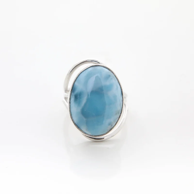 women’s cubic zirconia rings-Larimar Oval Ring Aradia