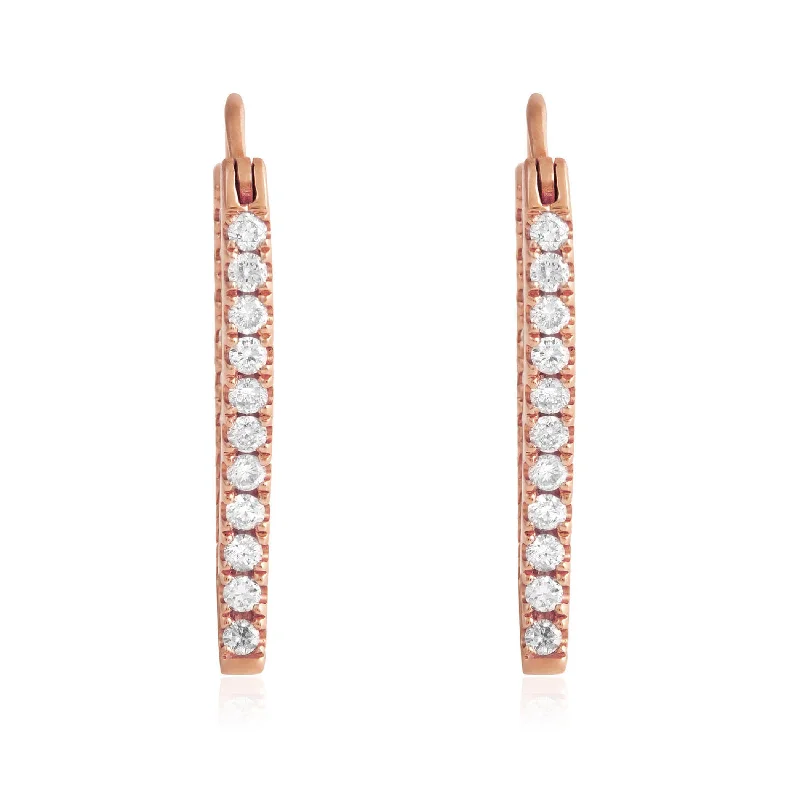 women’s pearl stud earrings-18k Rose Gold .75ct Diamond Hoop Earrings