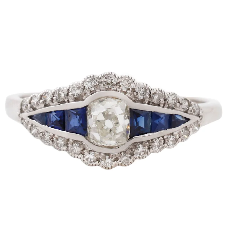 women’s custom engagement rings-Art Deco Sapphire & Diamond Ring