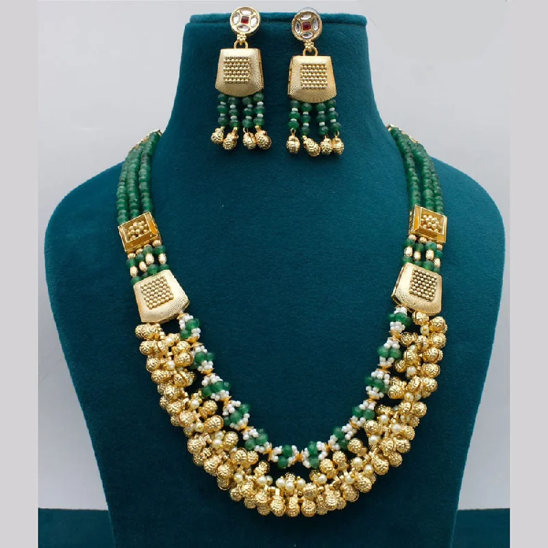 women’s fine jewelry necklaces-Kavita Art Gold Plated Pearls And Beads Necklace Set