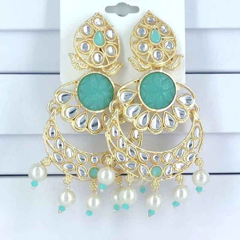 women’s bridal earrings-Corbeda Fashion Gold Plated Kundan And Pearl Dangler Earrings