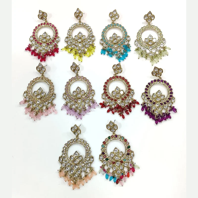 women’s crystal drop earrings-Manisha Jewellery Gold Plated Kundan Stone And Pearls Dangler Earrings