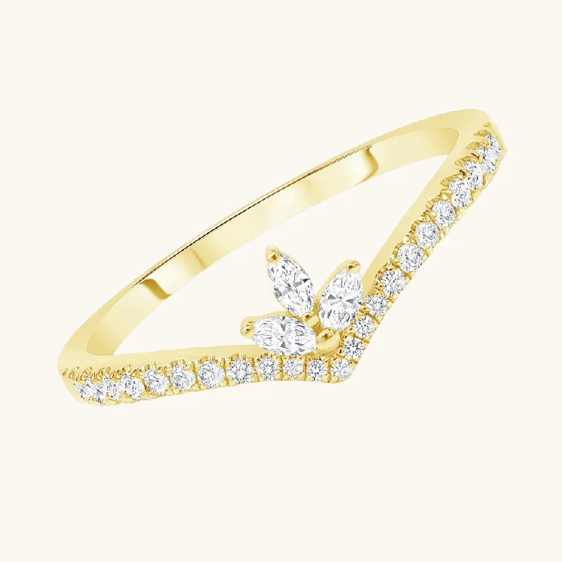 women’s small engagement rings-Marquise Trio Diamond Ring