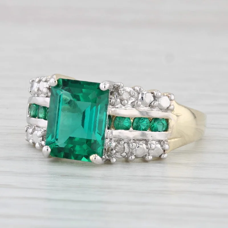 women’s emerald cut engagement rings-2.37ctw Lab Created Emerald Diamond Ring 10k Yellow Gold Size 7.25