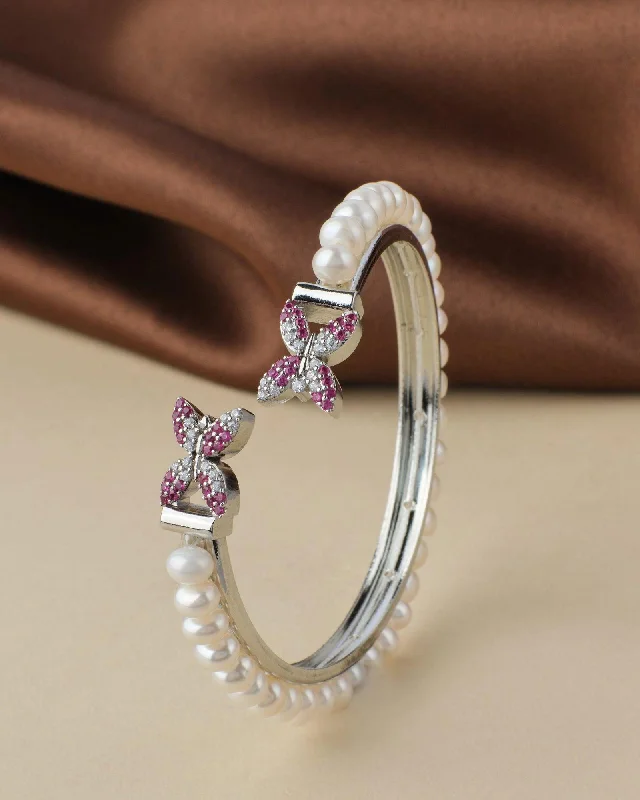 women’s classic bangles-Butterfly Real Pearl Bangle