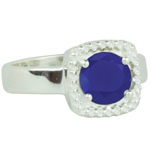 women’s custom-made rings-Let it Glow Ring in Silver and Blue Chalcedony