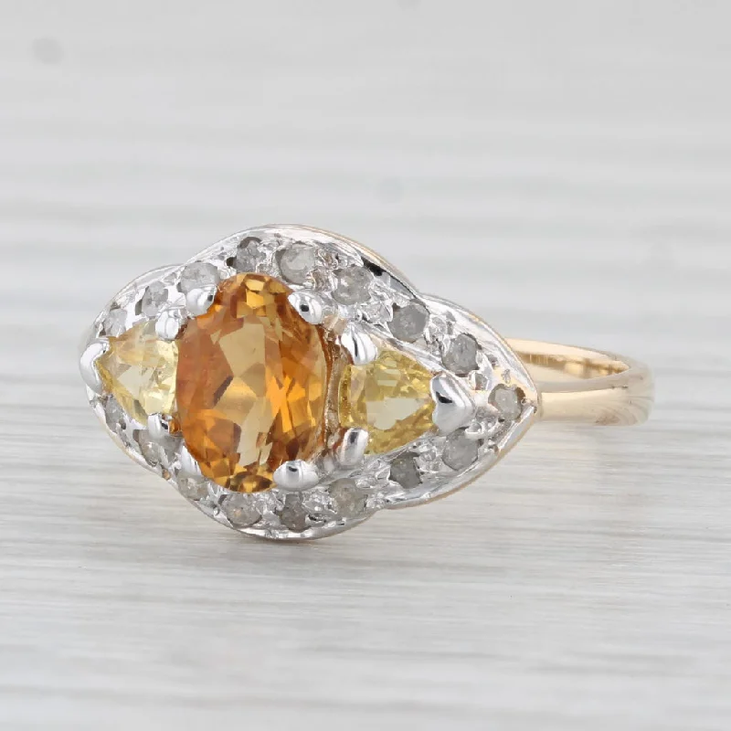 women’s yellow gold engagement rings-0.59ctw Oval Citrine Diamond Ring 10k Yellow Gold Size 7