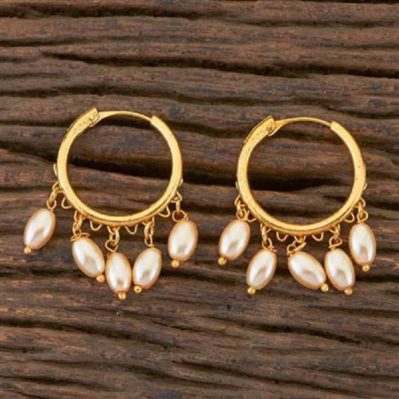 women’s adjustable earrings-Anjali Jewellery Gold Plated Pearl Hoop Earrings