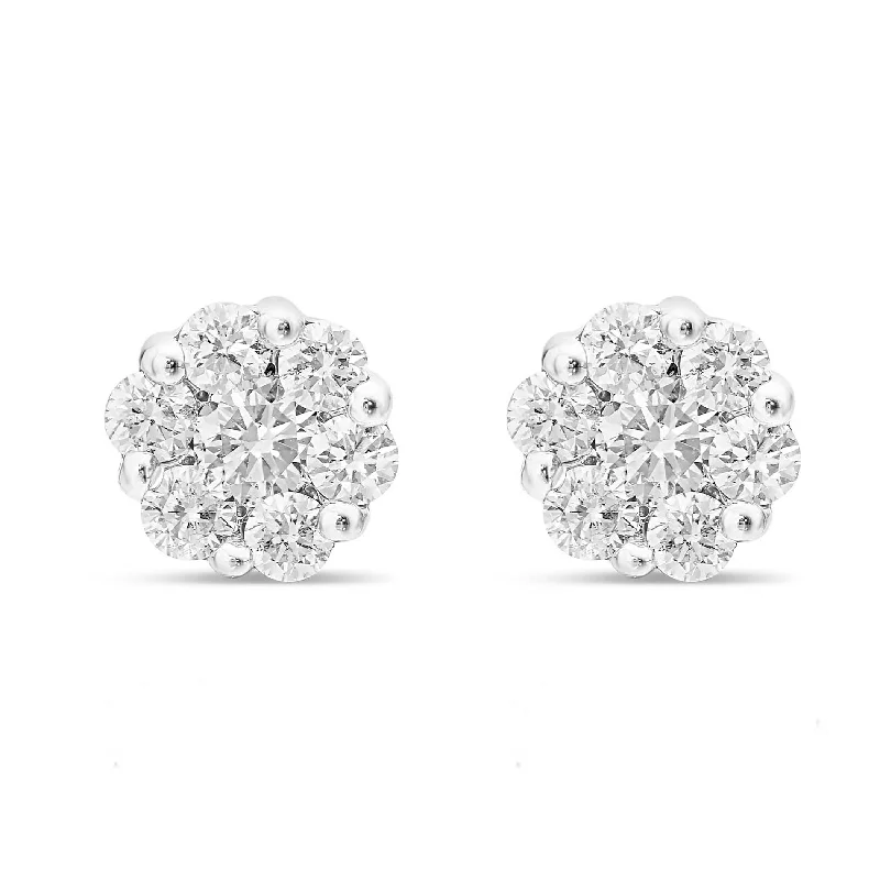 women’s heart earrings-14k White Gold .75ct Diamond Stud Earrings