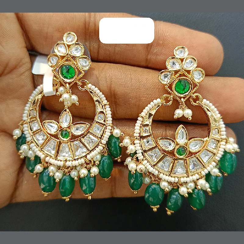 women’s clip-on earrings-Jain Jewellers Gold Plated Polki Kundan Dangler Earrings