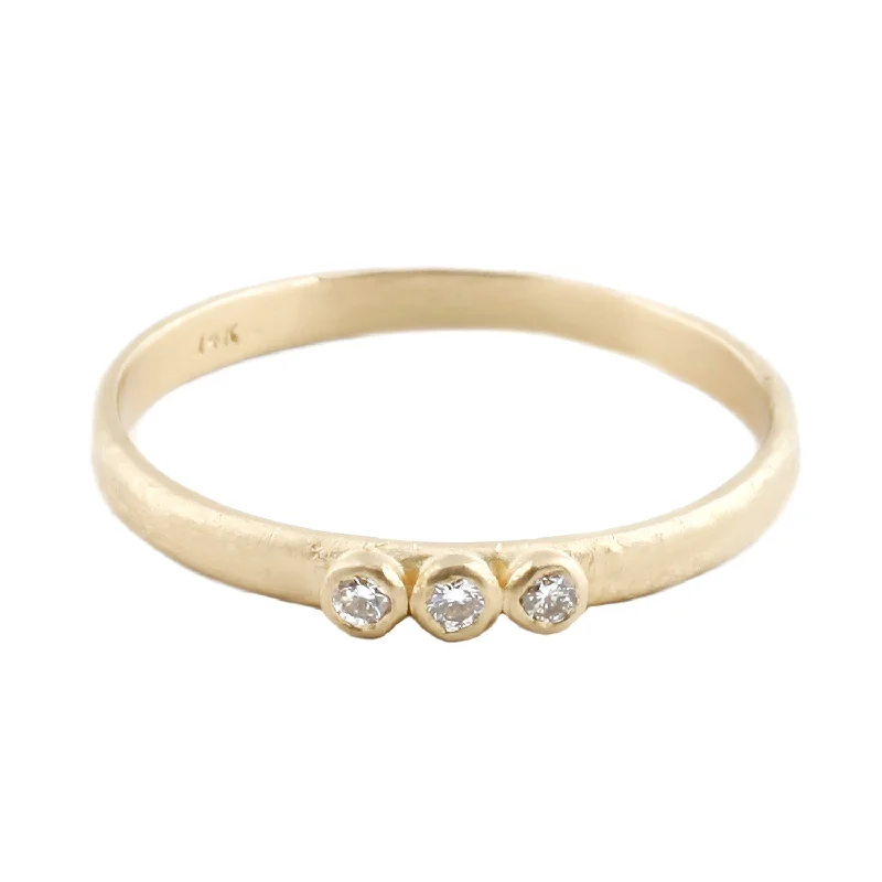 women’s wedding and engagement rings-Gold Three Diamond Ring