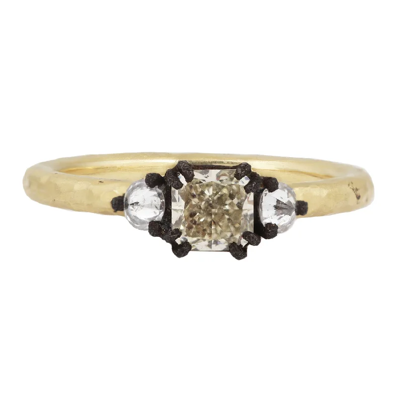 women’s engagement rings with side stones-Yellow Cushion Diamond Ring