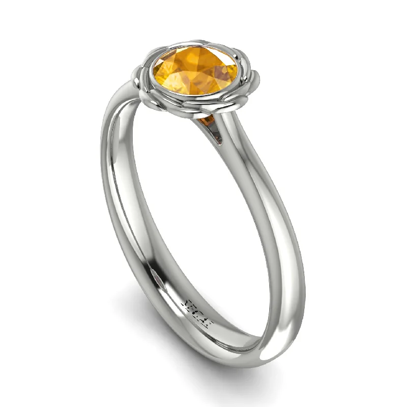 women’s vintage-style engagement rings-Solitaire Minimalist Yellow Diamond Ring - Eden No. 1003