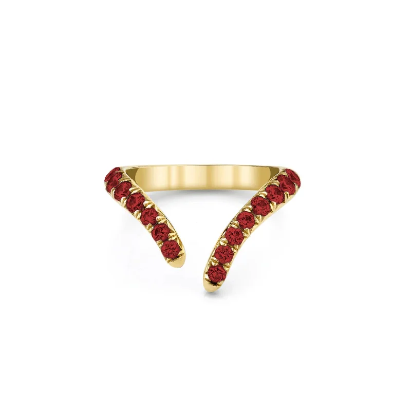 women’s platinum rings-French Pavé Ruby Tusk Ring | Ready to Ship