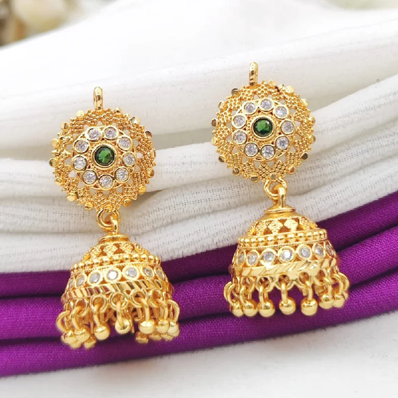 women’s hoop earrings-Fancyla Gold Plated Austrian Stone Jhumki Earrings