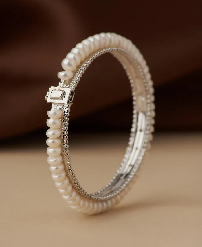 women’s diamond bracelets-Classy Real Pearl Bangle