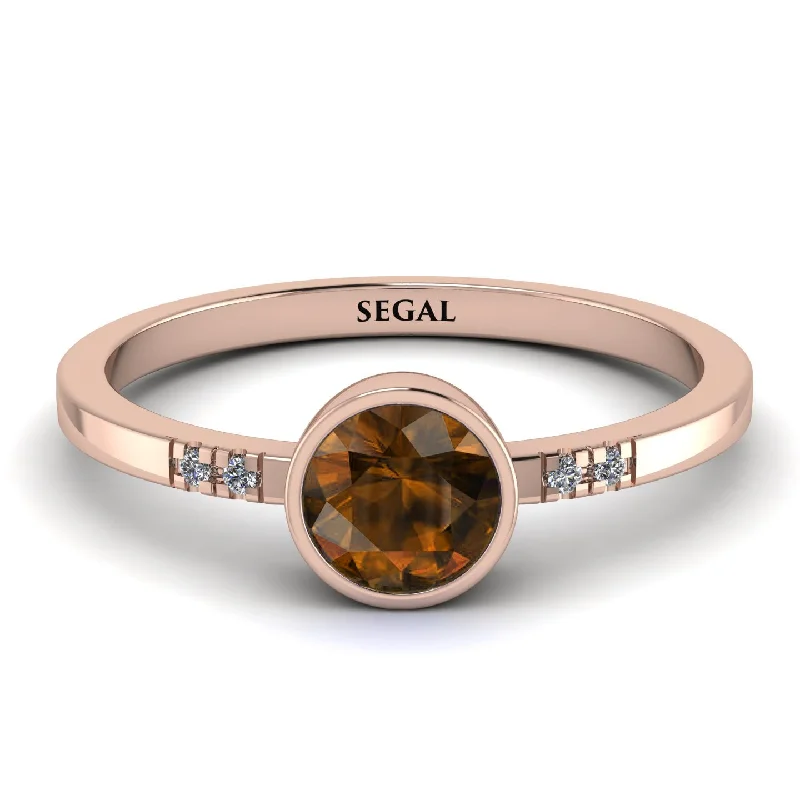 women’s engagement rings for proposal-Bezel Minimalist Brown Diamond Ring - Kinsley No. 1102