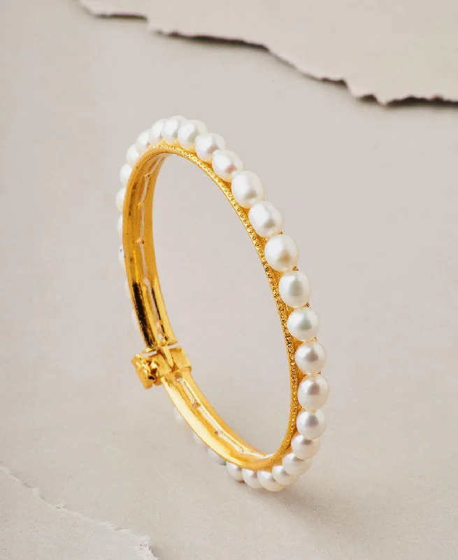 women’s gemstone cuff bracelets-Elegant and classy Pearl Bangle