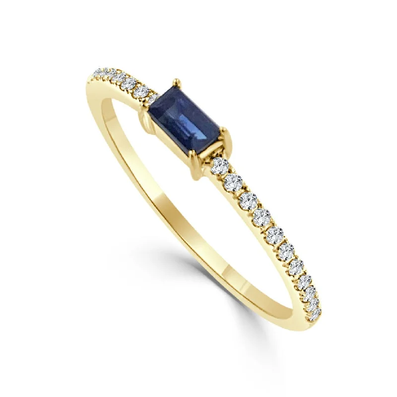 women’s vintage engagement rings-14k Gold Sapphire & Diamond Ring