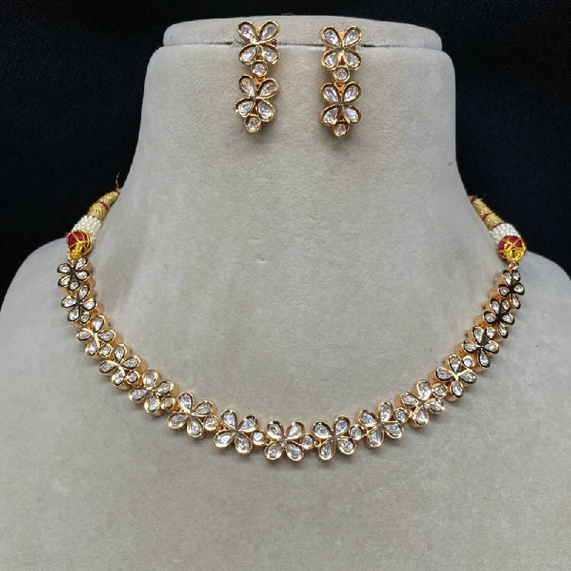 women’s butterfly necklaces-Amoliya Jewels Polki Kundan Floral Necklace Set