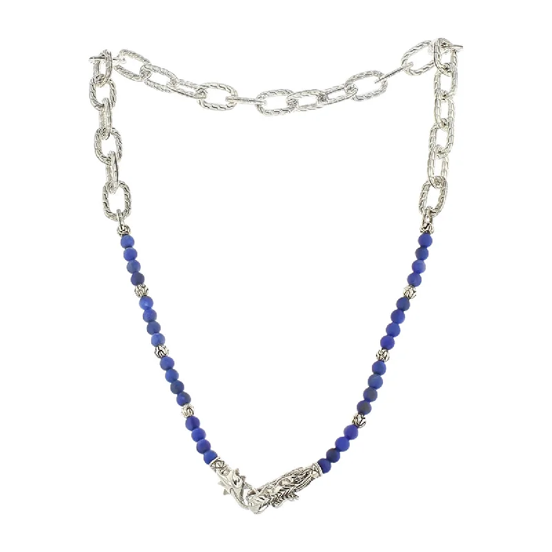 women’s gold-plated necklaces-John Hardy Naga Lapis Lazuli Link Necklace