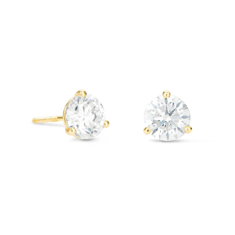 women’s vintage hoop earrings-14K Gold 0.95ct 3-Prong Diamond Solitaire Stud Earrings