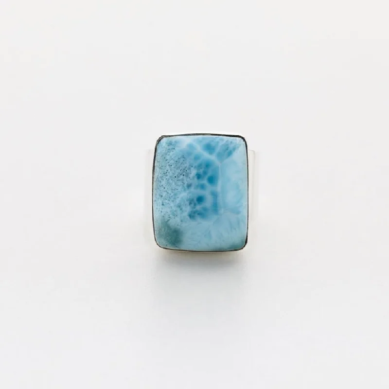 women’s heart-shaped rings-Larimar Ring Aguan