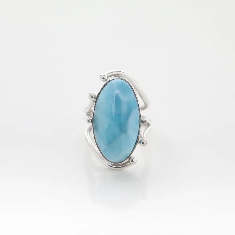 women’s pearl rings-Larimar Ring Vionnet