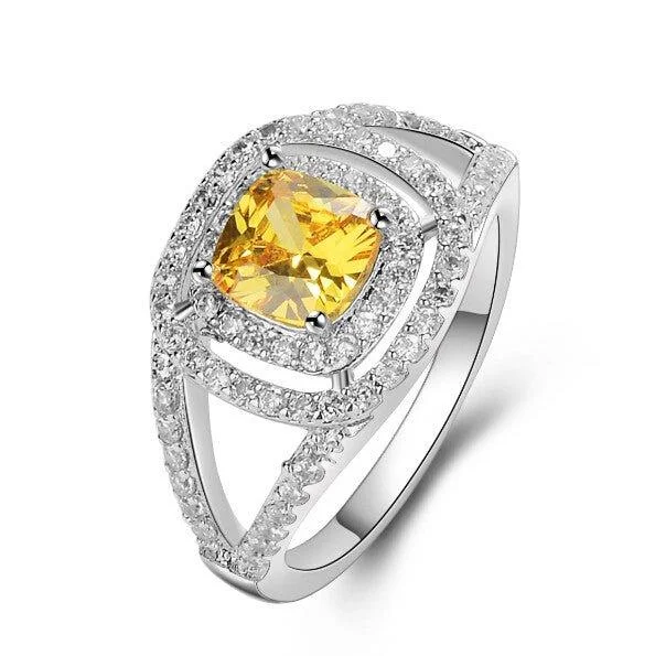 women’s wedding ring sets-Citrine Ring with Crystal Accent Stones