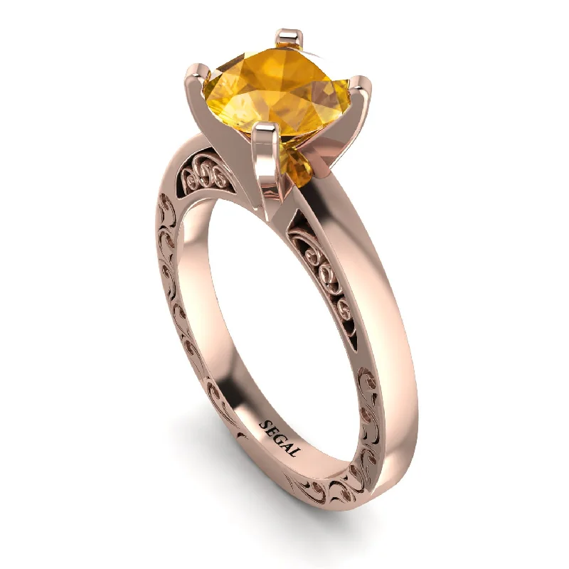 women’s custom-designed engagement rings-Vintage Solitaire Yellow Diamond Ring - Vera No. 1002