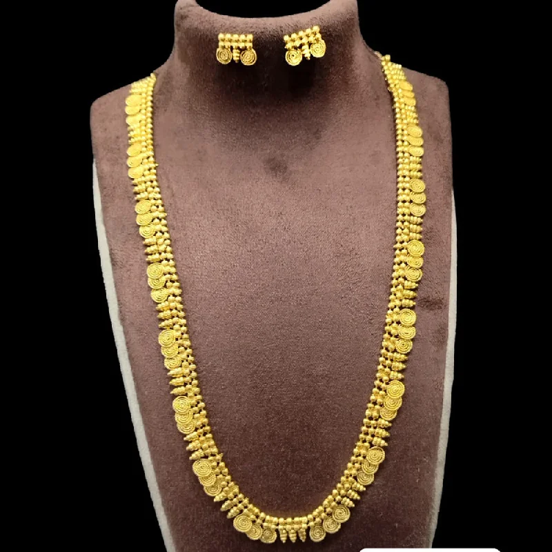 women’s bridal necklaces-Palak Art Gold Plated Long Necklace Set